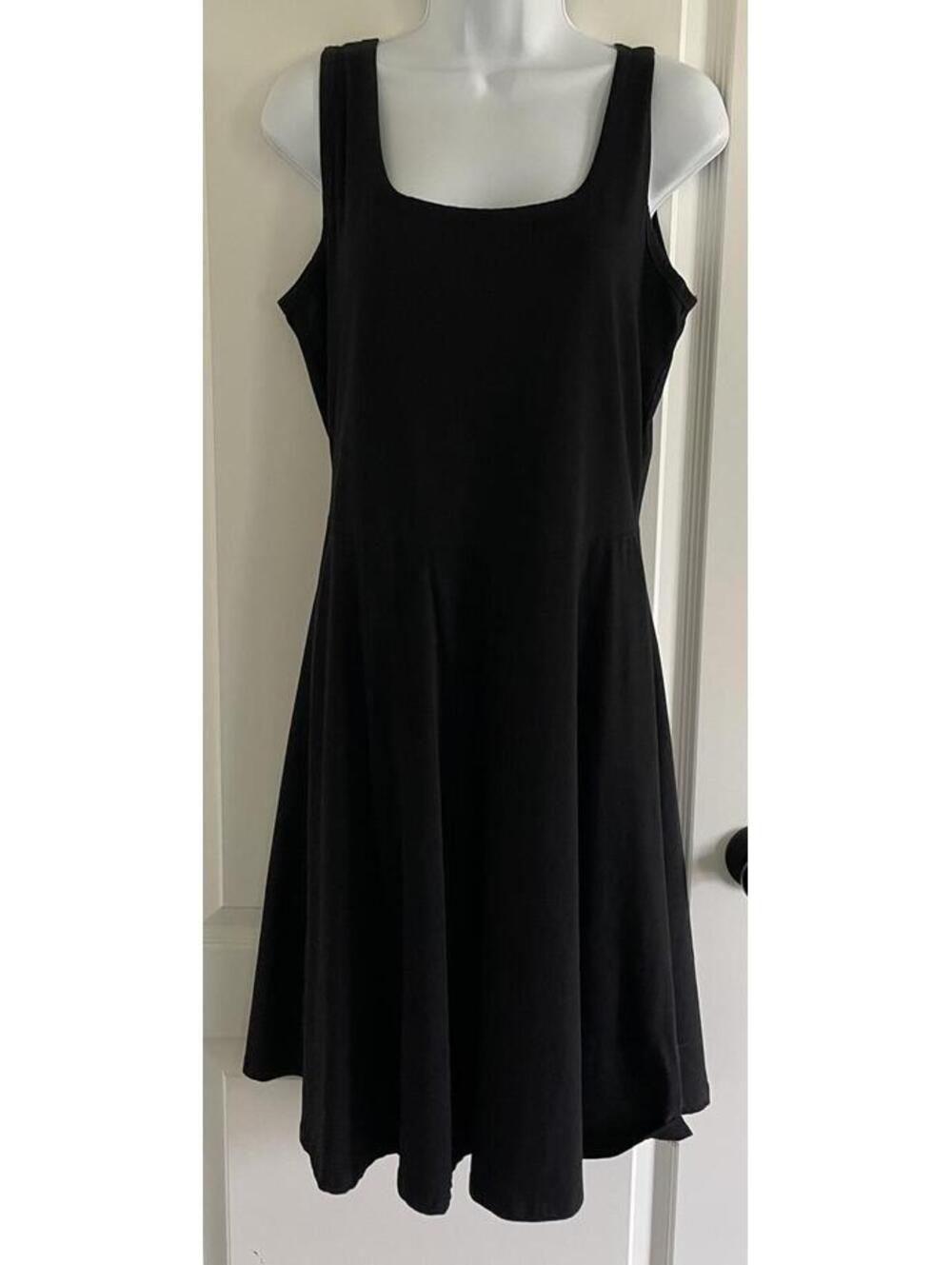 Black Sleeveless Dress with Square and V Neck